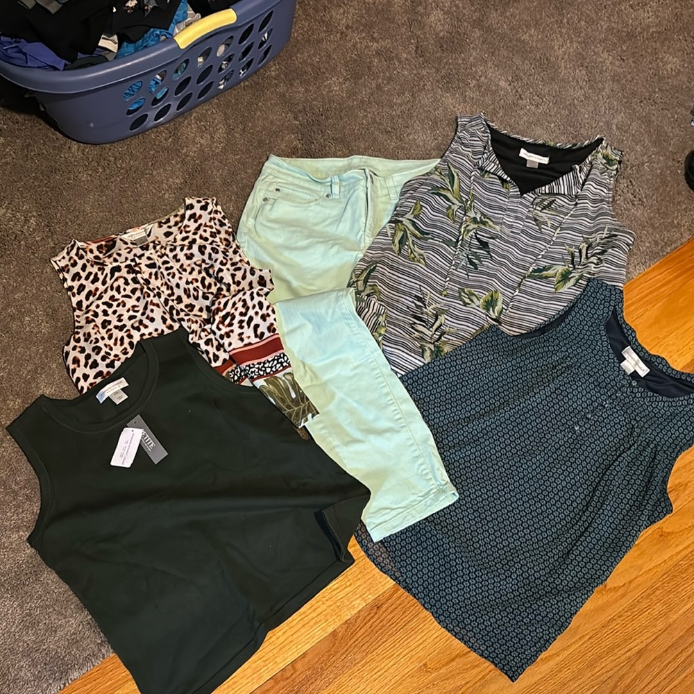 Lot Christopher and Banks cropped pants + 4 tanks small, petite small, petite 6